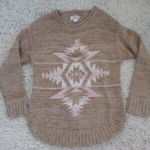 Ariat Southwestern Aztec Sweater Womens Small Beige Western Knit Pullover